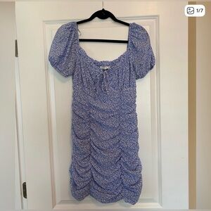 Floral Blue Puff Sleeve Dress- South Moon Under